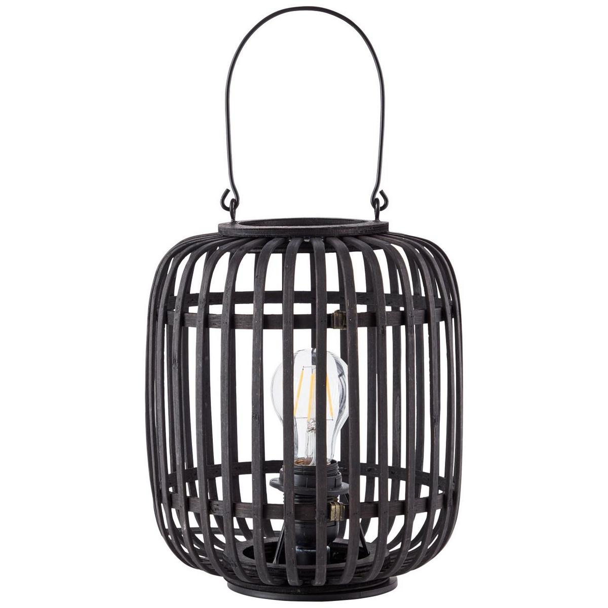 TISCHLEUCHTE Woodrow 93062/76 - Schwarz, Holz (21.5/21.5/43cm) - Brilliant
