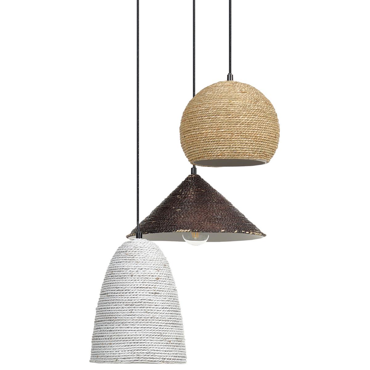 HÄNGELEUCHTE Endrick 55/55/120 cm - Weiß, Naturmaterialien (55/55/120cm) - Beliani