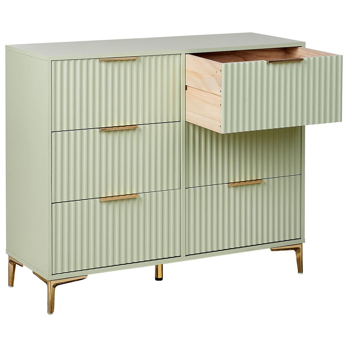 KOMMODE mit 6 Schubladen Hellgrün Walcott - Hellgrün, Holzwerkstoff (108/89/40cm) - Beliani