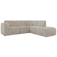 ECKSOFA NOARA 5M L Beige Cord - Rechts - Beige/Schwarz, Kunststoff/Textil (267/244cm) - MKS