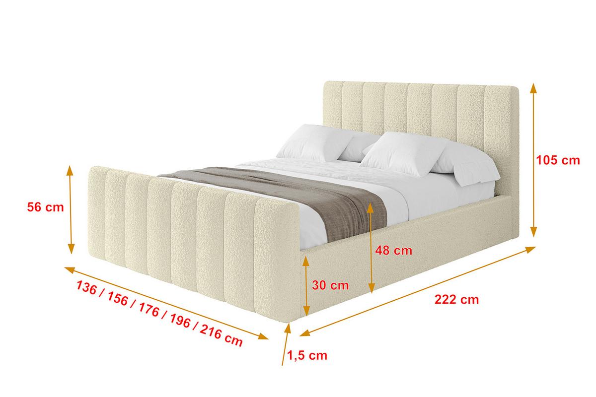 POLSTERBETT mit Bettkasten, Fußteil und Lattenrost, Boxbett mit Matratze H3/H4 - STERA-Z 160x200 Beige - Hellbraun, Holzwerkstoff/Textil (160/200cm) - ALTDECOR