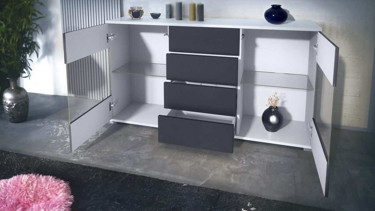 SIDEBOARD Bari Eiche sägerau - Eiche San Remo, Holzwerkstoff (138.5/75.5/35cm) - Vladon