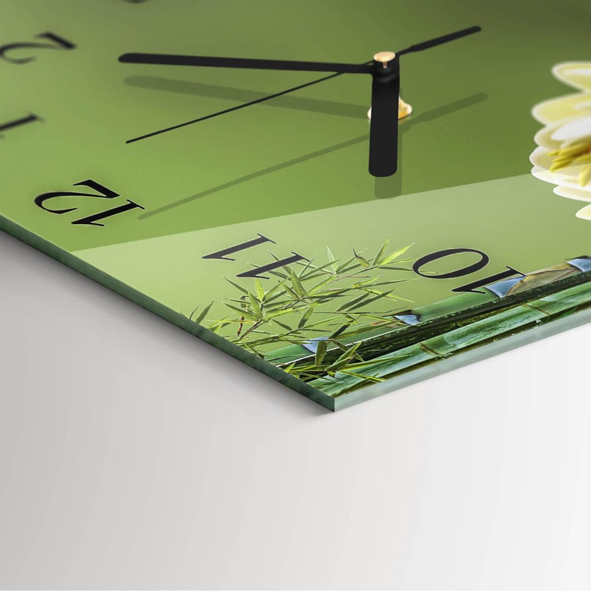 WANDUHR aus Glas 30x30 cm - Lilie - Grün, Glas (30/30/0.4cm) - TULUP