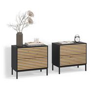 NACHTTISCH Aterno Goldkraft Eiche/Anthrazit 2er set - Honigeiche/Anthrazit, Holzwerkstoff (66/60/36cm) - Livinity®