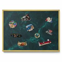 MAGNETTAFEL 70x50 cm Goldener Rahmen Flaschengrüner Marmor - Salbeigrün, Metall (70/50/0.4cm) - TULUP