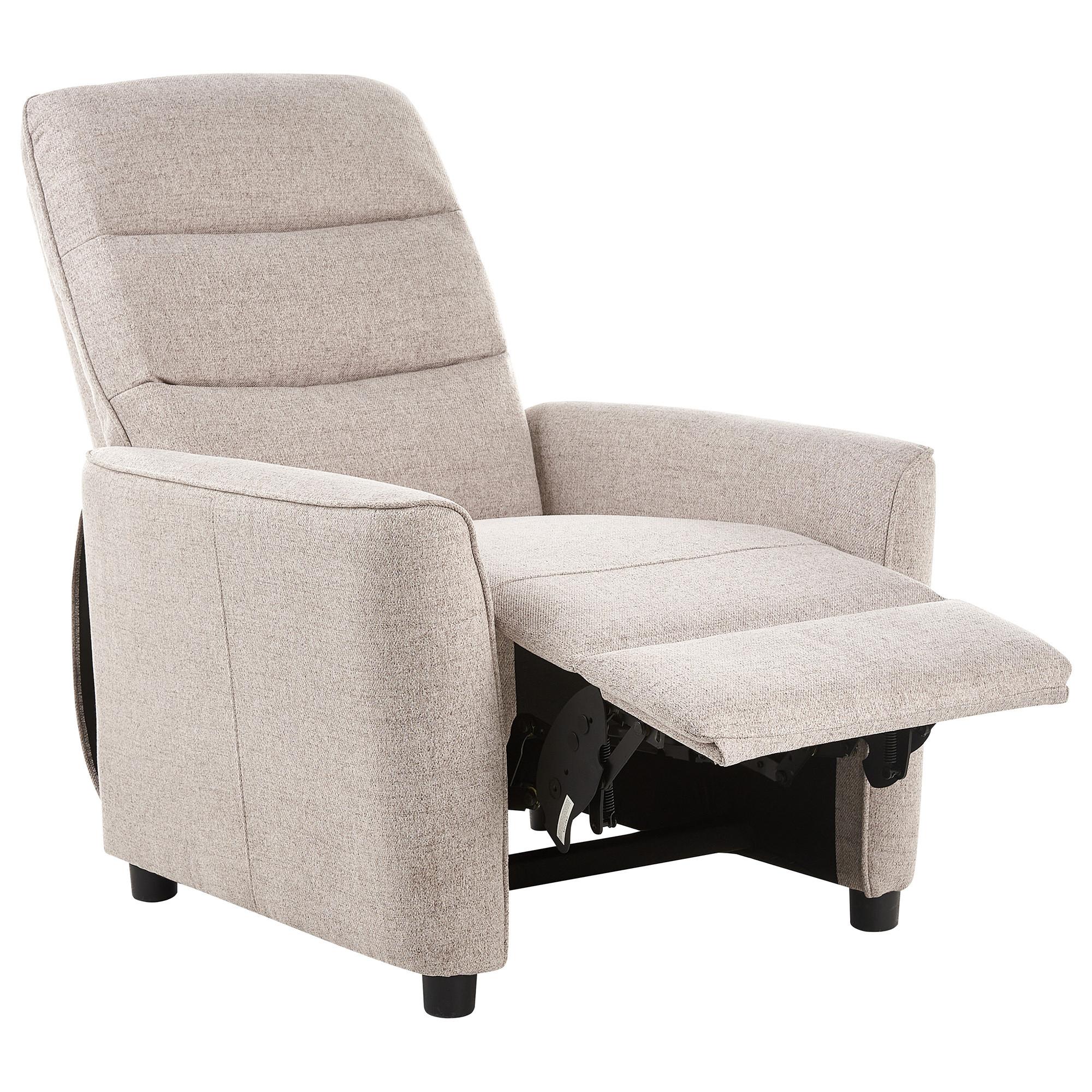FERNSEHSESSEL mit Fußstütze Stoff Beige Sande - Taupe, Textil (76/102/83cm) - Beliani