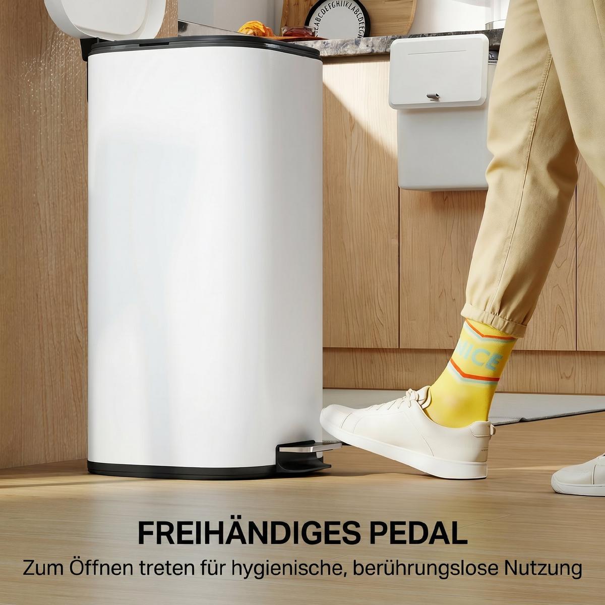 MÜLLEIMER Metall Kunststoff Cremeweiß - Creme, Metall (29/59.5/36cm) - HOMCOM
