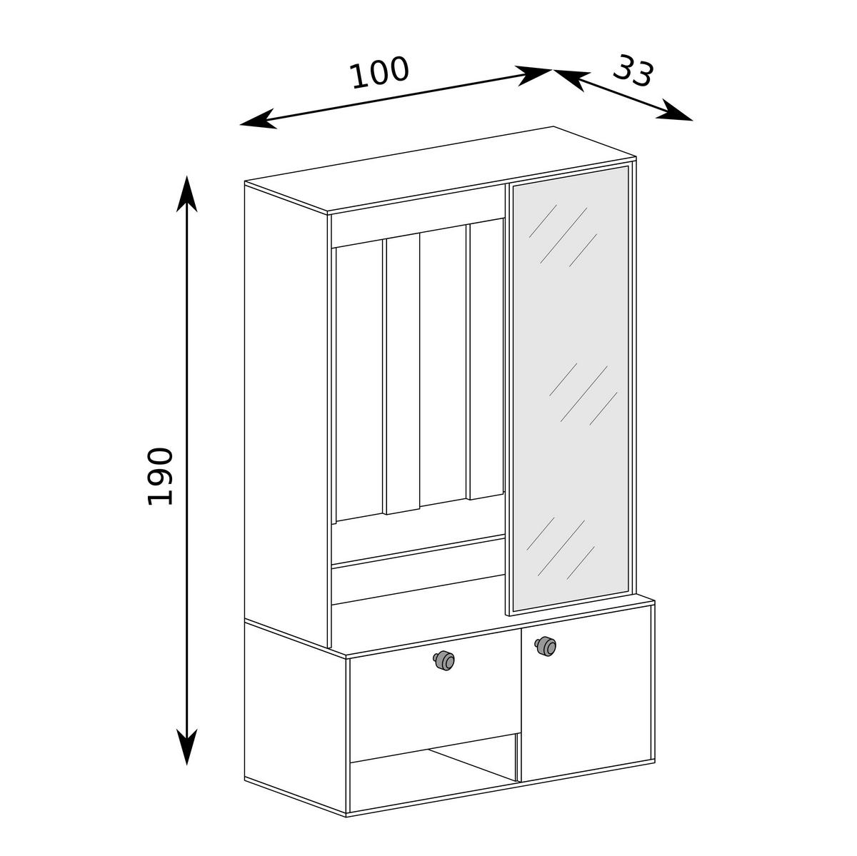 GARDEROBENSCHRANK Tokessa Stone Green 100/191/33 cm - Modern mit Spiegel und Schuhschrank - Grün, Holzwerkstoff/Kunststoff (100/191/33cm) - AX Living