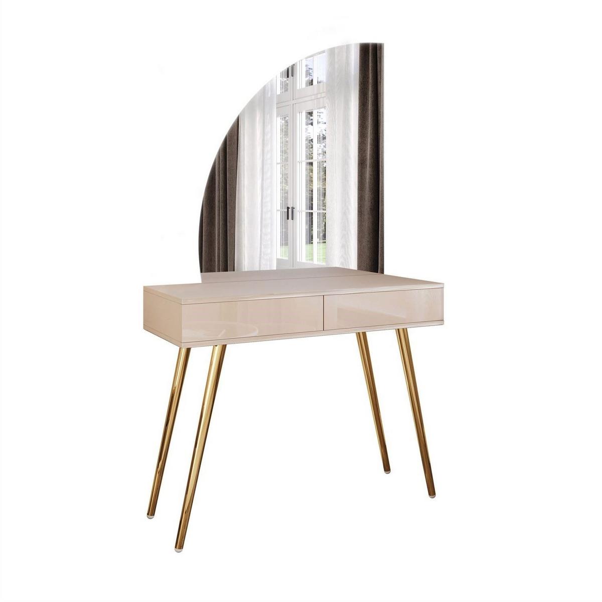 SCHMINKTISCH SIENNA-QS KASCHMIR mit LED-Spiegel PUSH OPEN - Kaschmir, Holzwerkstoff (100/81/42cm) - Lookway