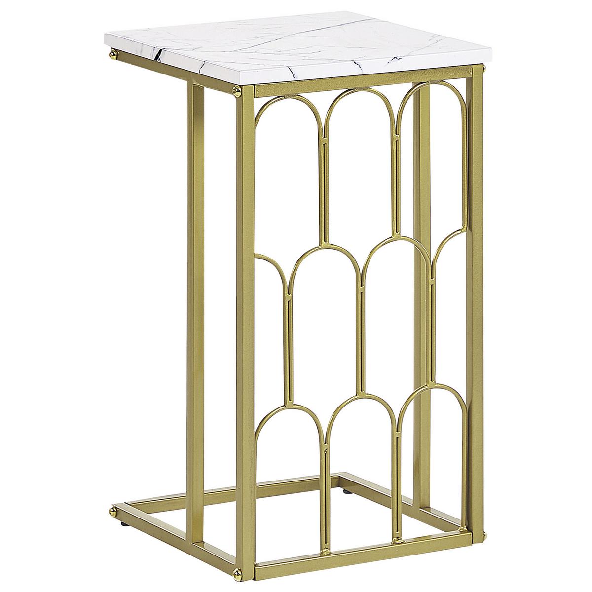 BEISTELLTISCH Marmor Optik weiß/gold Pandale - Goldfarben/Weiß, Metall (30/30/54cm) - Beliani
