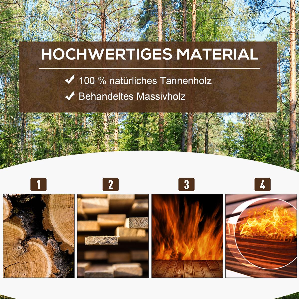 HOCHBEET, Tannenholz, Verkohlt - Braun, Holz (53/58/127cm) - Outsunny
