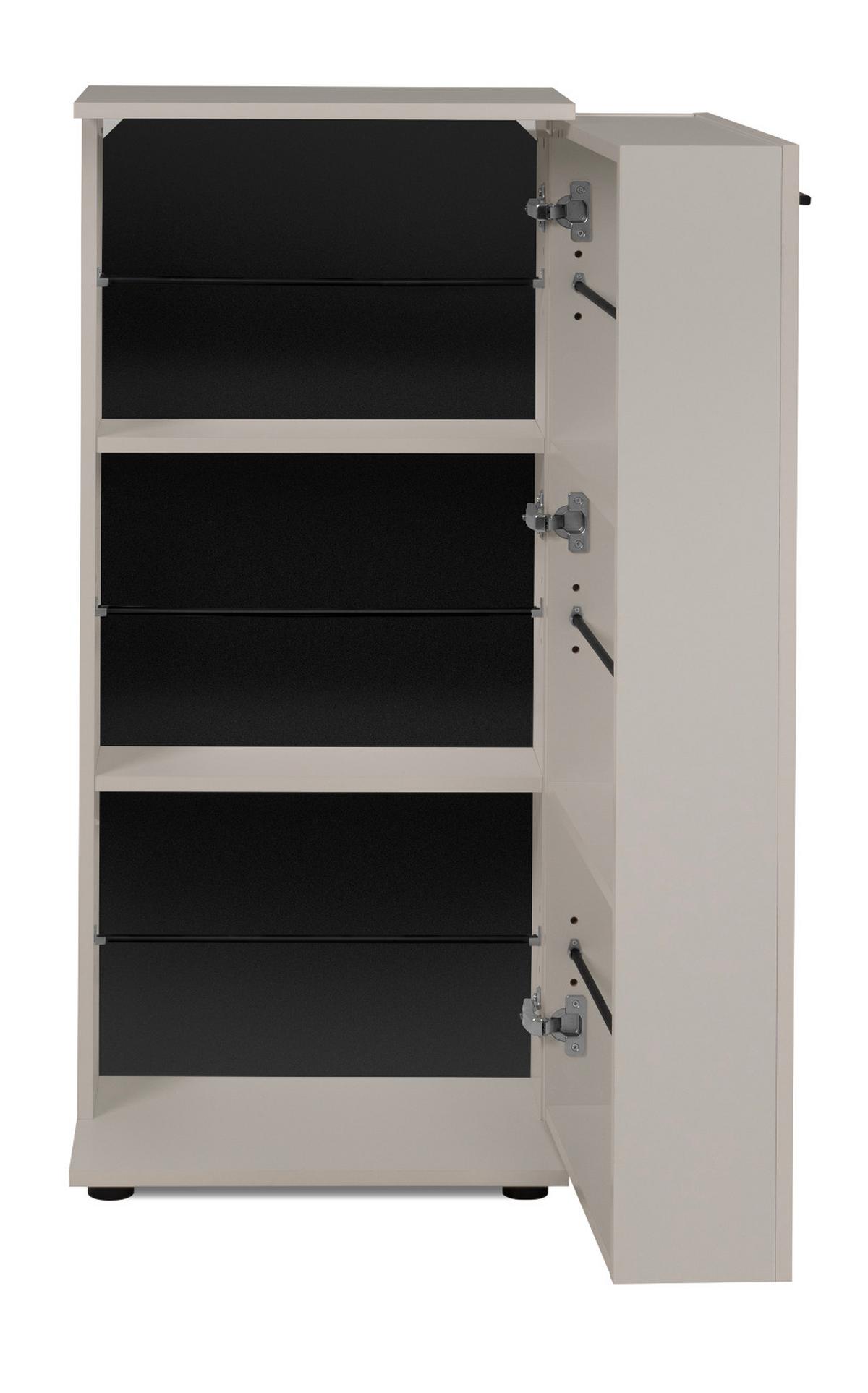 SCHUHSCHRANK samtfarben 50 cm, Schuhkommode aufklappbar mit 6 Fächern - Beige/Schwarz, Holzwerkstoff/Kunststoff (50/110/34cm) - Furn.Design