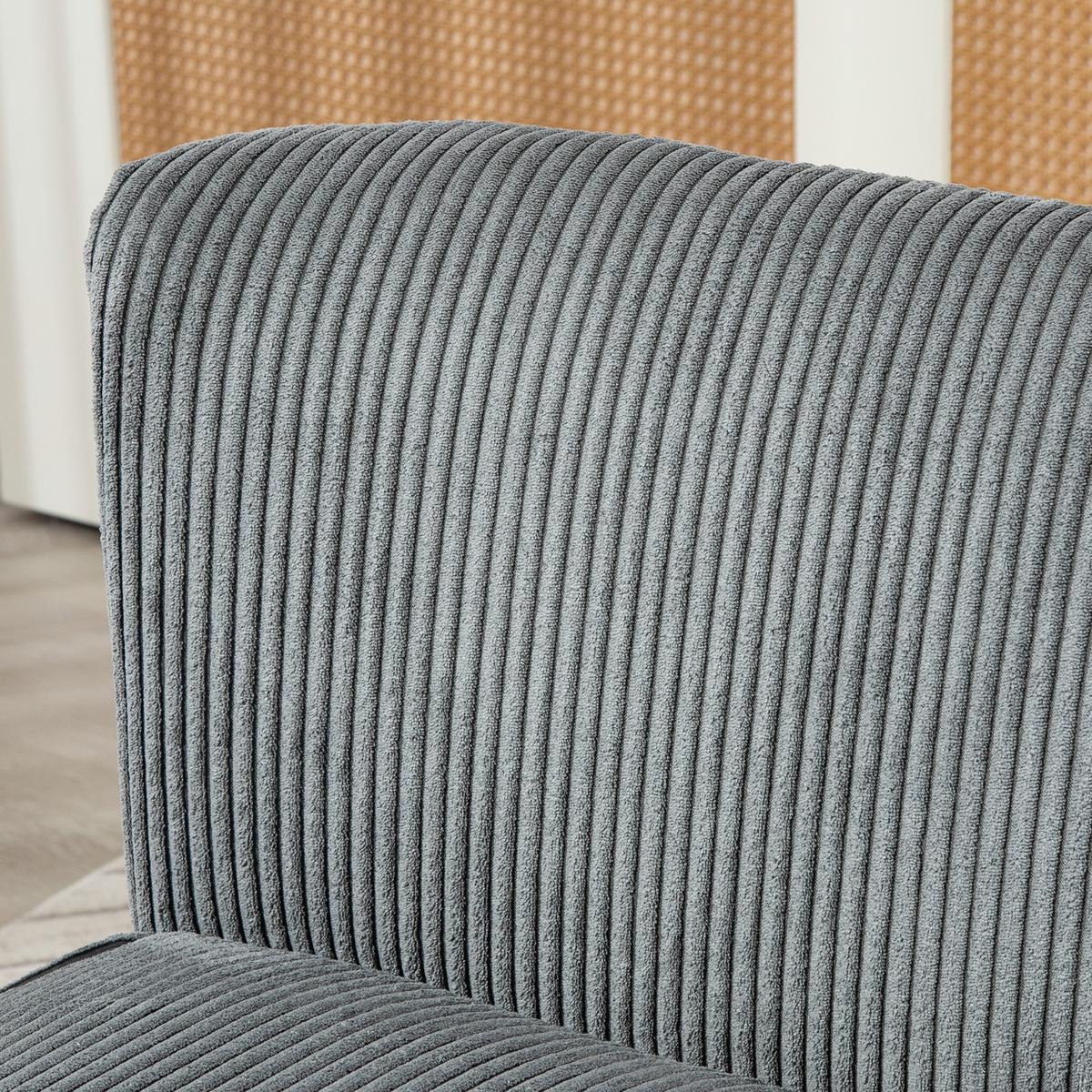 2 Sitzer Sofa, Gepolsterte Couch mit Kordoptik, Holzbeine für Wohnzimmer, Grau - Hellgrau/Naturfarben, Holz/Textil (56.5/77/117cm) - HOMCOM