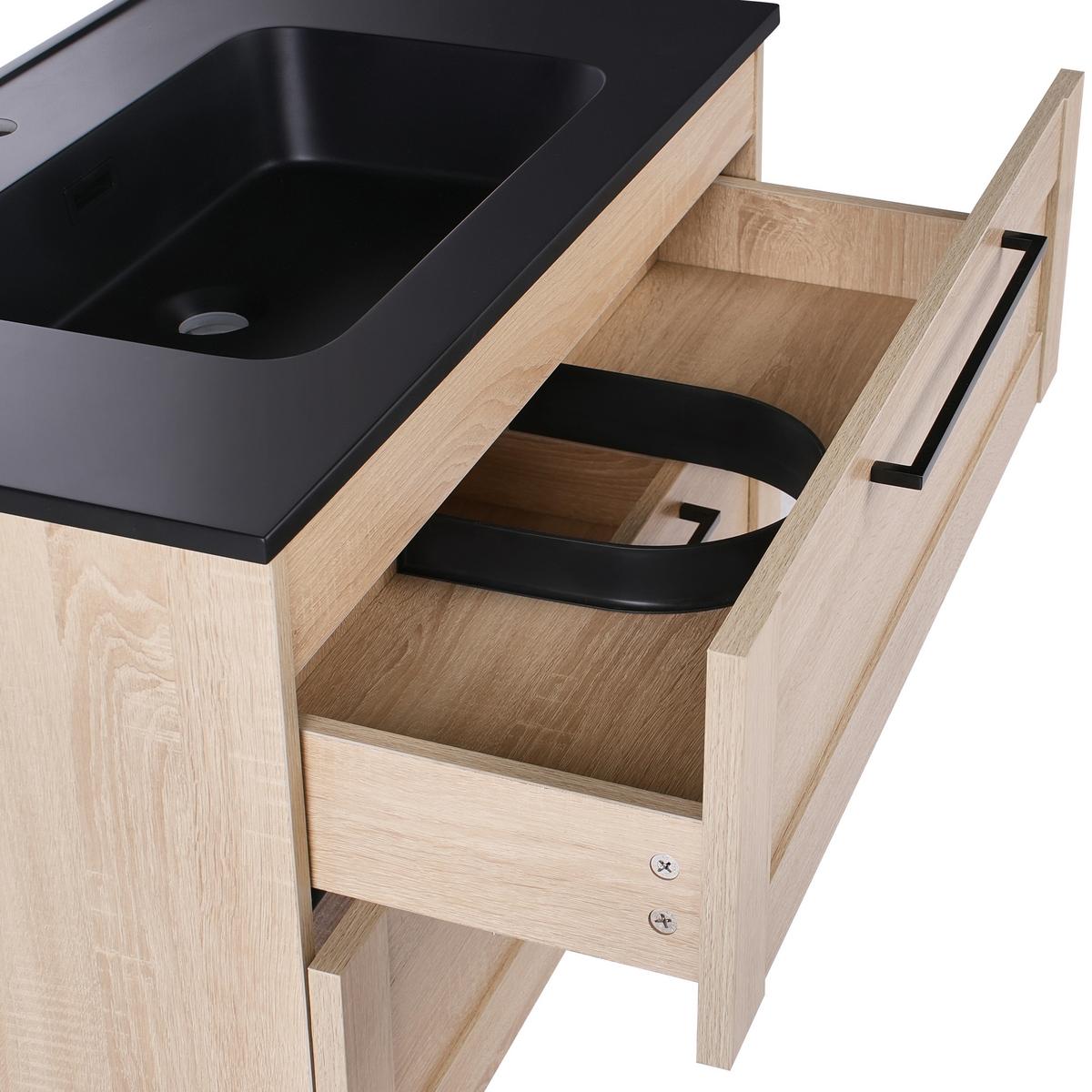 WASCHBECKENUNTERSCHRANK wandmontiertk mit Waschbecken Hellbraun Tarija - Hellbraun, Holzwerkstoff (80/46/91.5cm) - Beliani