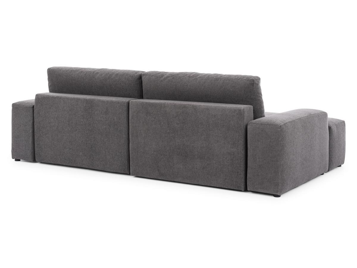 ECKSOFA inkl. Hocker Lennon aus Graphit Strukturstoff mit Schlaffunktion und Bettkasten - Graphitfarben/Schwarz, Holz/Kunststoff (137/264cm) - S-Style