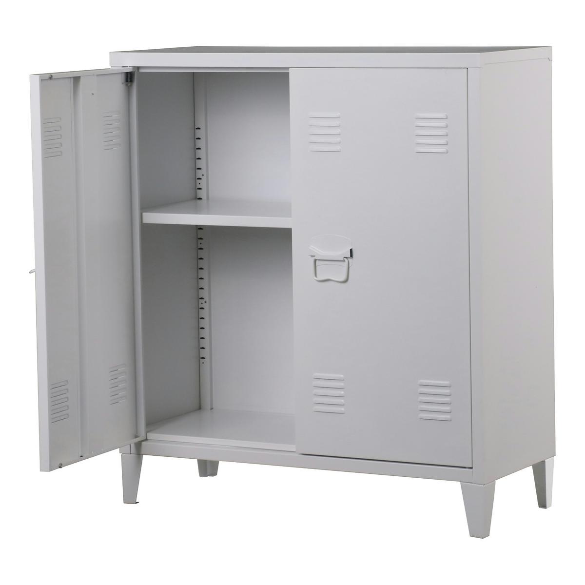 METALLSCHRANK Oripää - Weiß, Metall (80/90/33cm) - [en.casa]