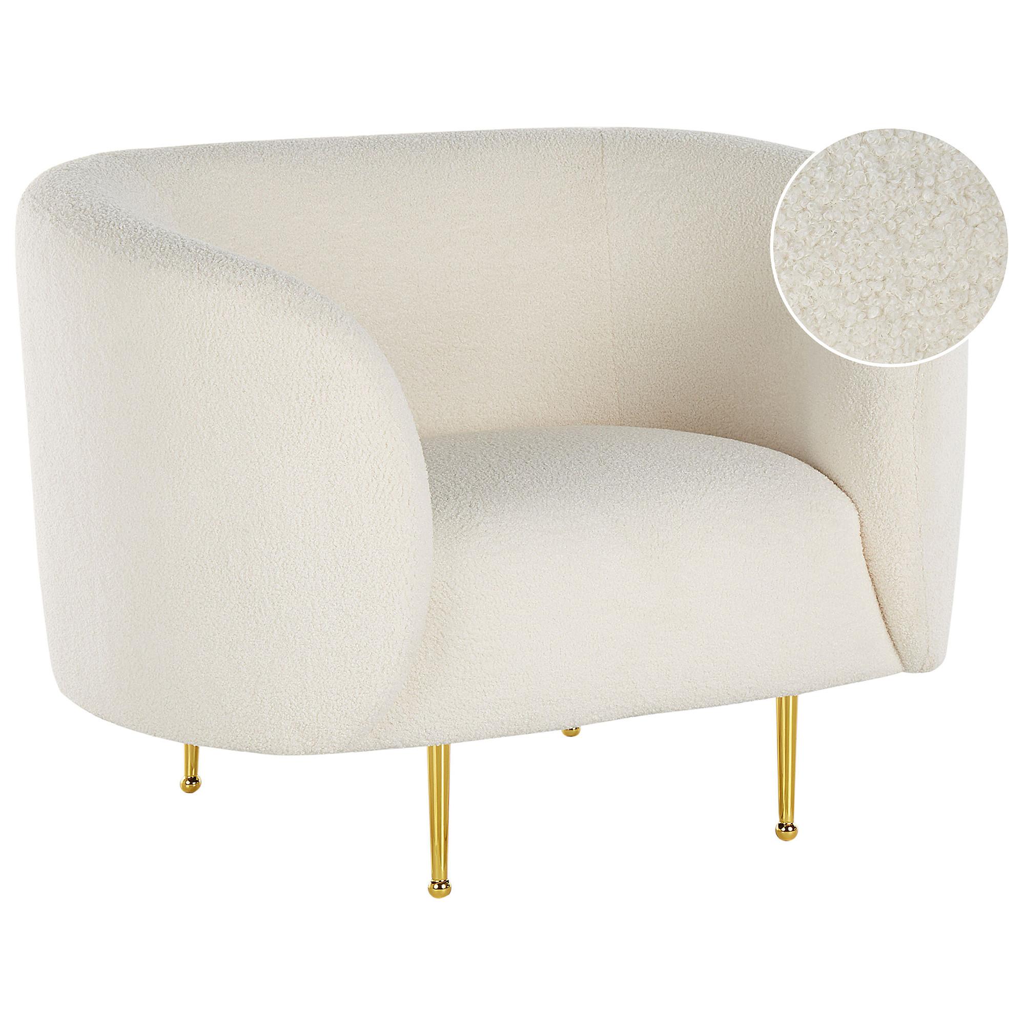 SESSEL Bouclé weiß Loen - Goldfarben/Weiß, Textil (105/79/70cm) - Beliani