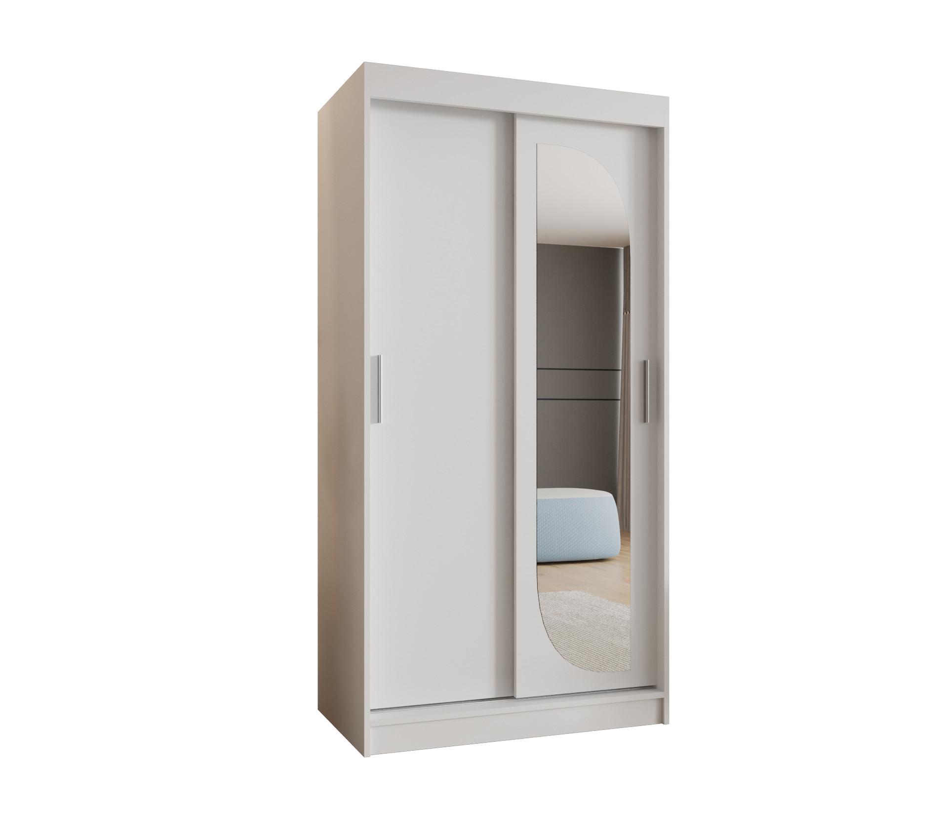 SCHIEBETÜRENSCHRANK mit Spiegel LUCY 200/120/62 2-türig - Silberfarben/Weiß, Holz (120/200/62cm) - MÖBEL KRYSPOL