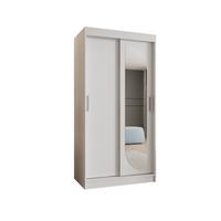 SCHIEBETÜRENSCHRANK mit Spiegel LUCY 200/120/62 2-türig - Silberfarben/Weiß, Holz (120/200/62cm) - MÖBEL KRYSPOL