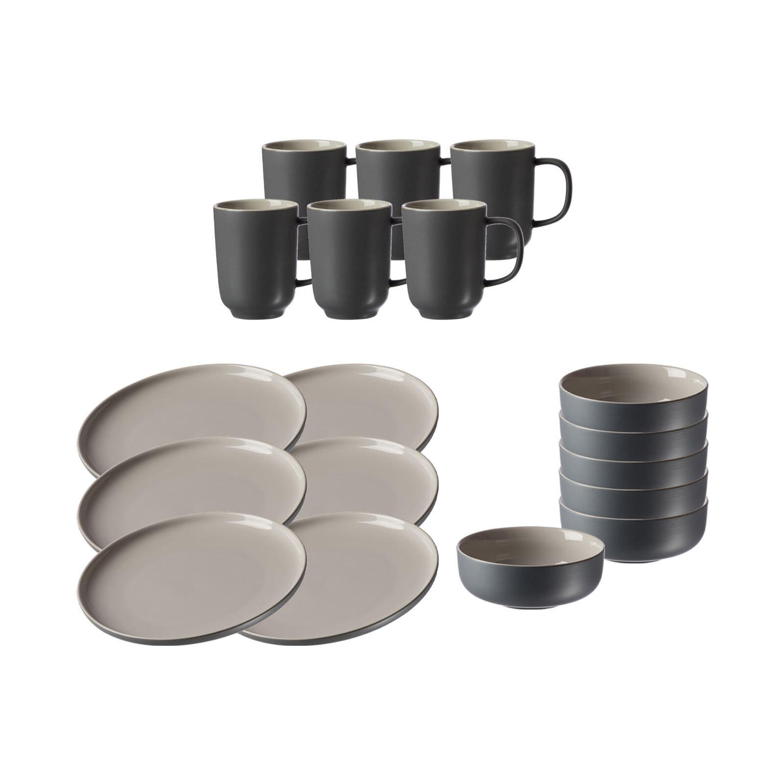 FRÜHSTÜCKSSERVICE Jasper grau 18er Set - Grau, Keramik (2/2/2cm) - Ritzenhoff Breker