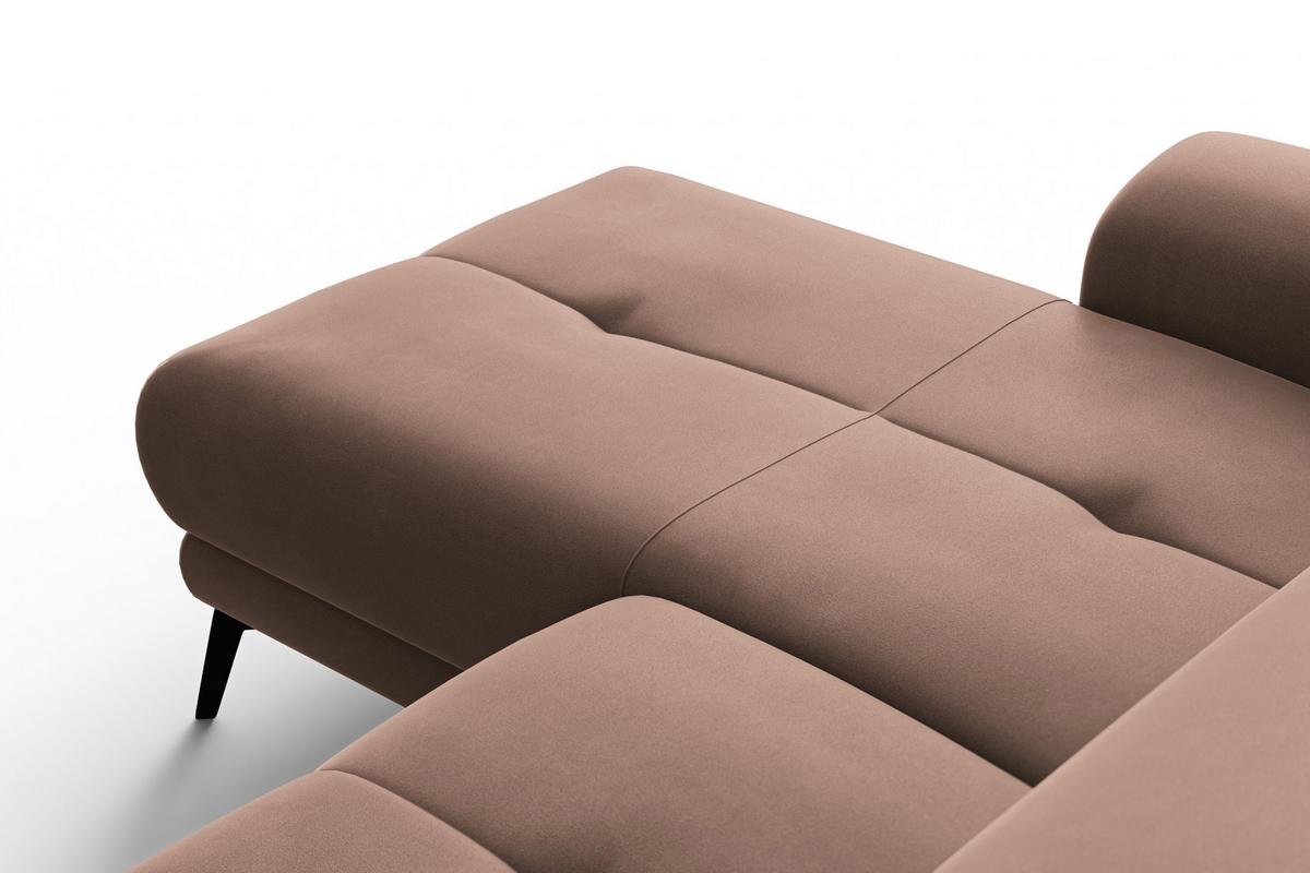 ECKSOFA FIERO 4-Sitzer LINKS, Brauner Veloursstoff - Schwarz/Braun, Holz/Textil (288/170cm) - Courtois Laville