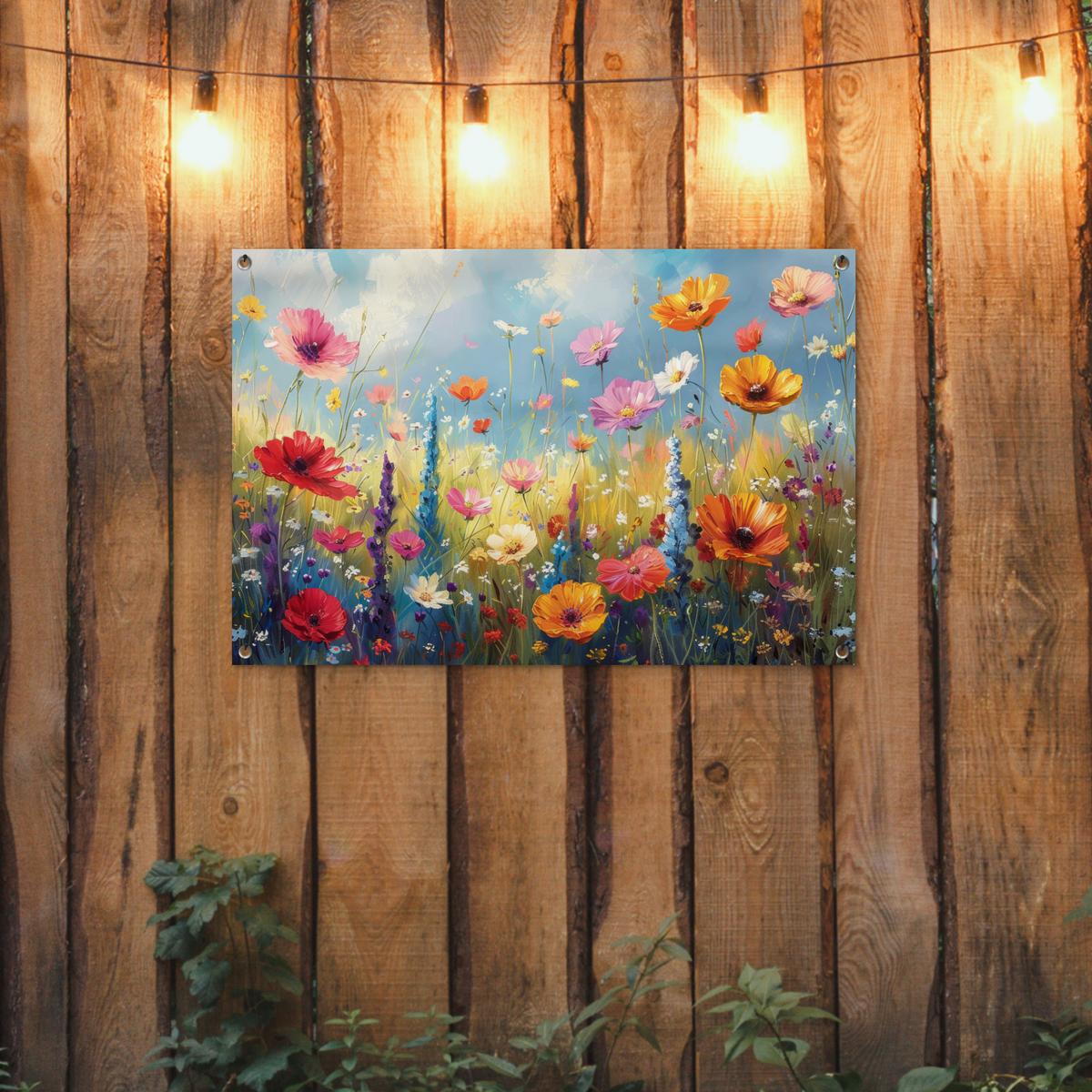 GARTENPOSTER Blumen - Natur - Botanik - Kunst Gartendeko 90x60 cm - Hellblau, Kunststoff (90/60/0.2cm) - OnlyWow