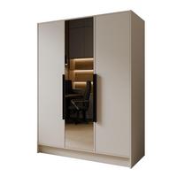 DREHTÜRENSCHRANK RENVO 150/200/51 cm Modern Kleiderschrank 3-türig mit Spiegel Kaschmir - Kaschmir, Holzwerkstoff (150/200/51cm) - MASSENO