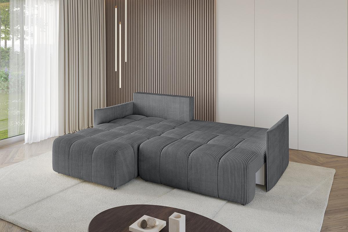 ECKSOFA Ottomane links LONLI-L 251x189x68 Dunkelgrau Cord - Dunkelgrau, Holzwerkstoff/Kunststoff (251/189cm) - ALTDECOR