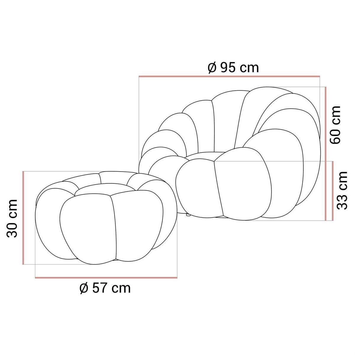 DREHSESSEL FLUFFY mit Fußstütze - Weiß, Textil (95/60/95cm) - Lookway