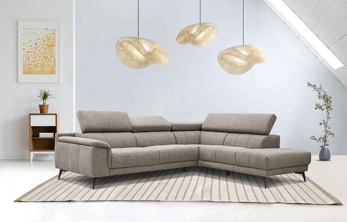ECKSOFA FIERO 5-Sitzer, taupe - Taupe/Schwarz, Holzwerkstoff/Textil (290/228cm) - Wozimo