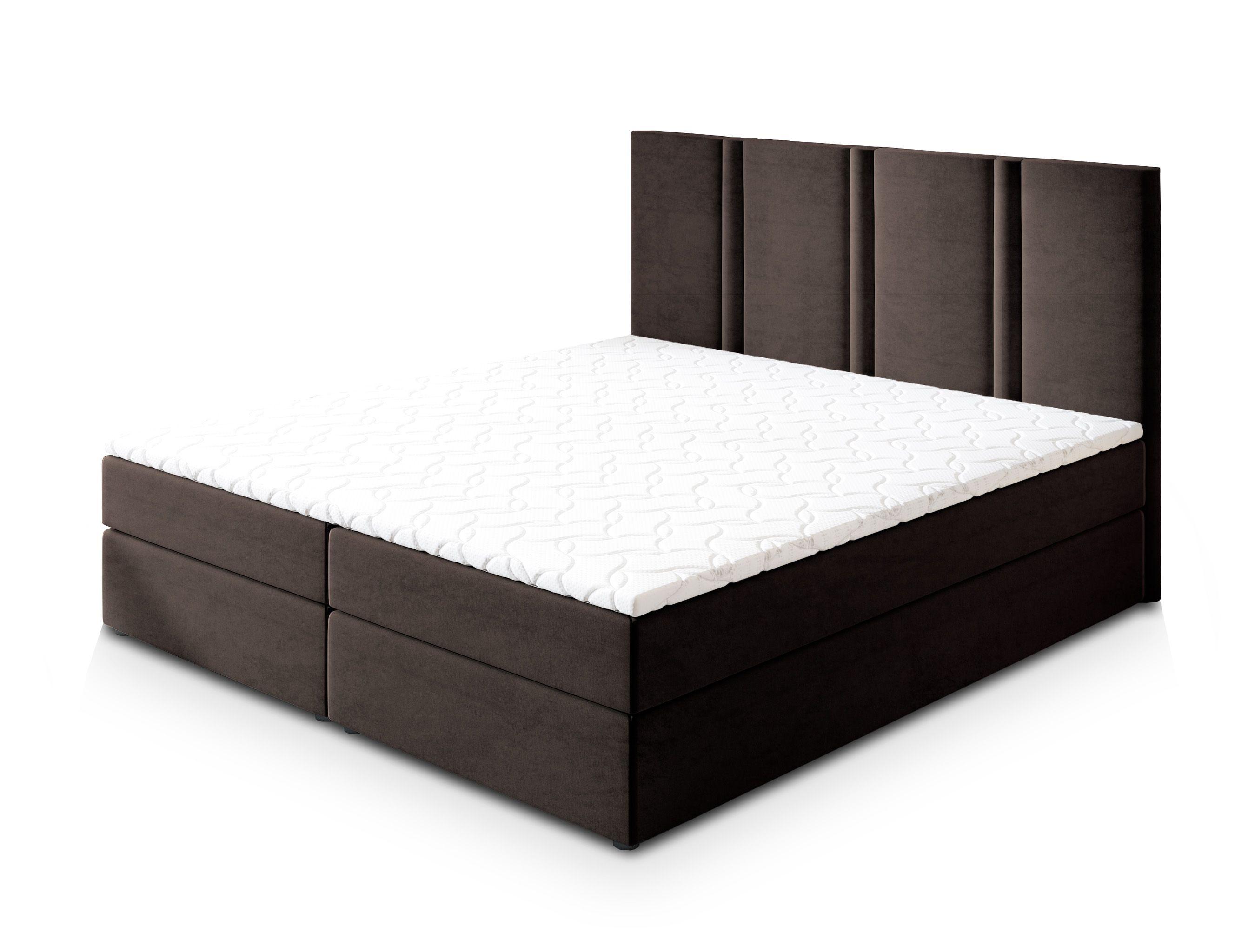 BOXBETT LARIO 160x200 cm mit Matratze und Topper - Braun - Braun, Holz (160/200cm) - MASSENO