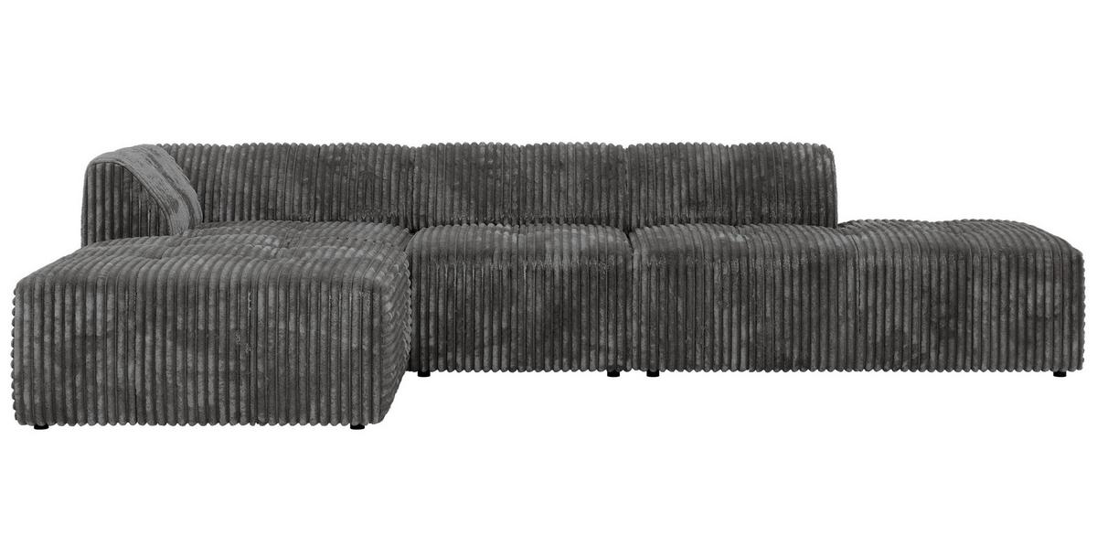 ECKSOFA GRIDA 4M L Grau Cord - Links - Schwarz/Grau, Kunststoff/Textil (335/176cm) - MKS