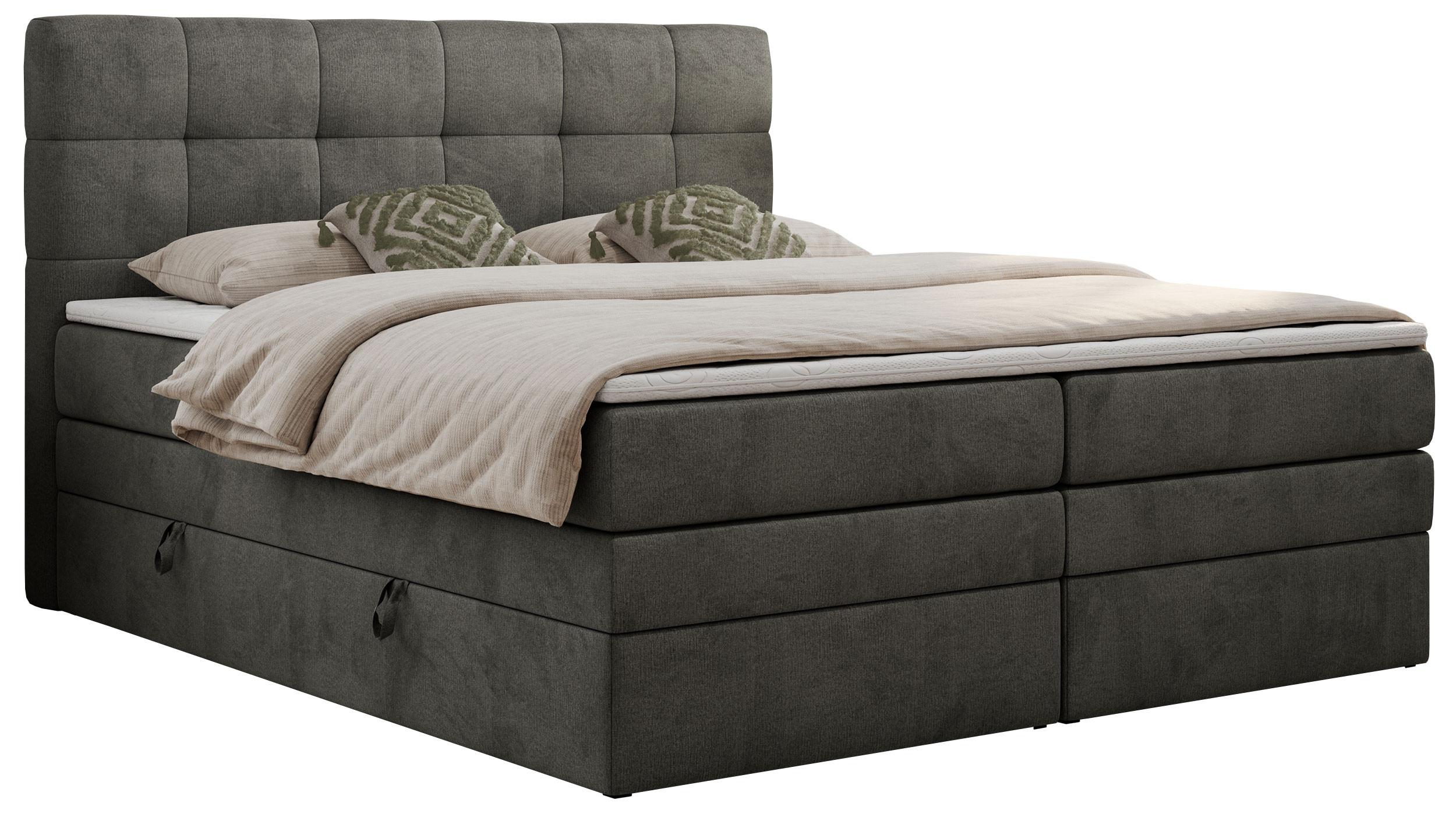 BOXSPRINGBETT LUKA KING 180/200 Dunkelgrau Velvet - H3 - Dunkelgrau, Holz/Textil (180/200cm) - MKS