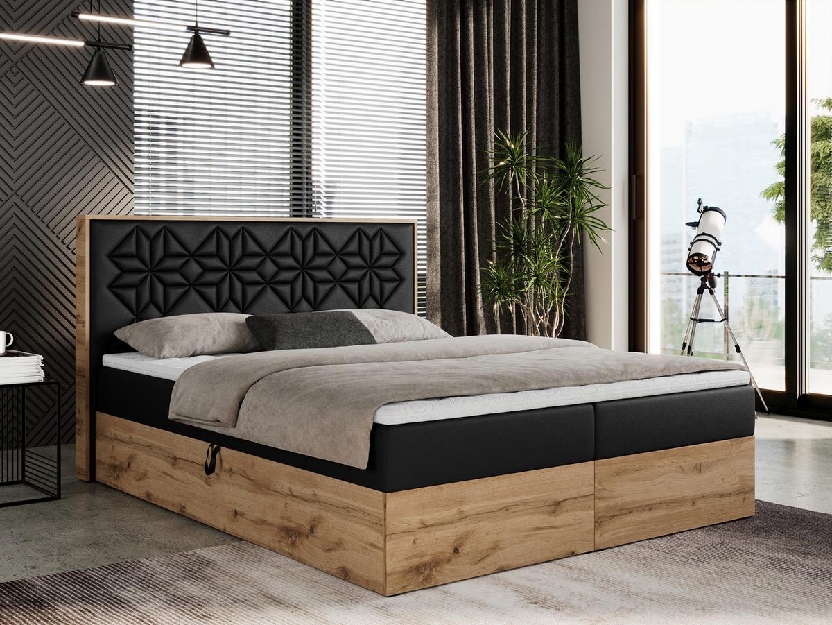 BOXBETT NESSI - 120/200 Schwarz Kunstleder - H4 - Schwarz, Holz/Textil (120/200cm) - MKS