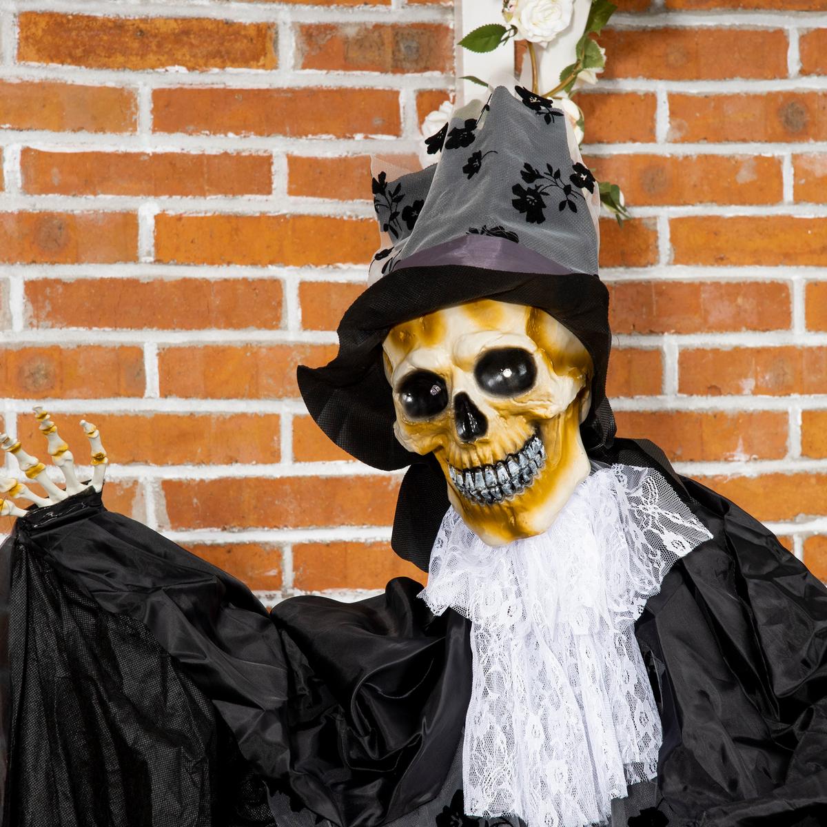 183CM Halloween-Dekoration Gespenst Bräutigam In Lebensgröße Augenglühen - Schwarz, Kunststoff (65/189/115cm) - Outsunny