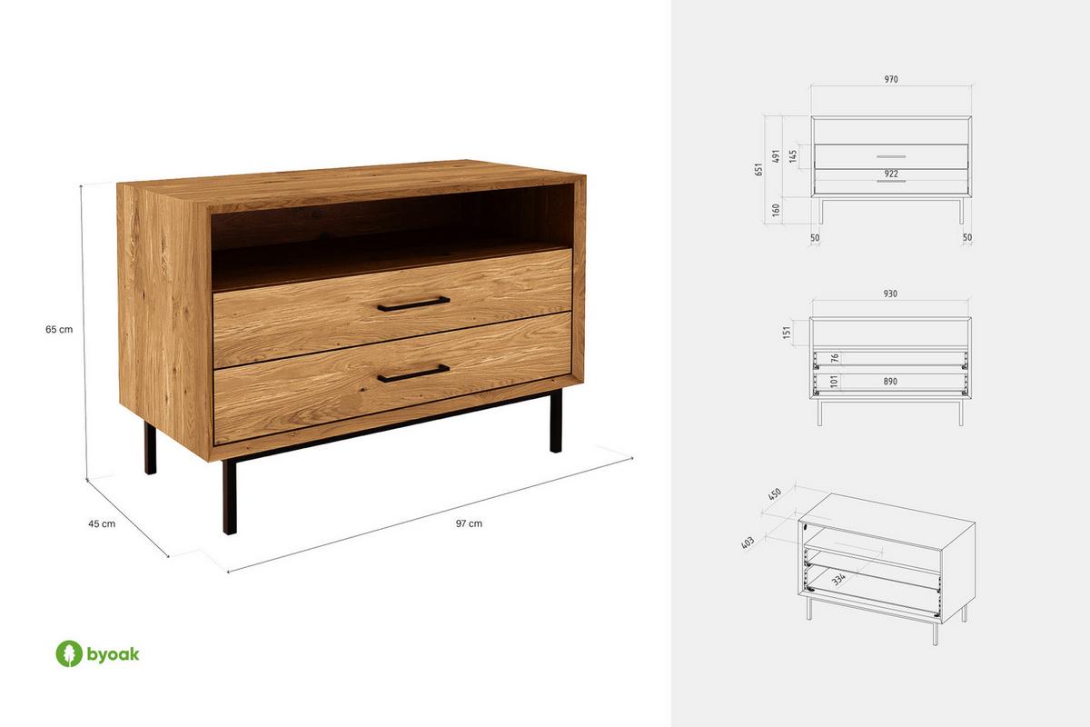 KOMMODE LEON Wildeiche - Wildeiche, Holz (97/65/45cm) - byoak