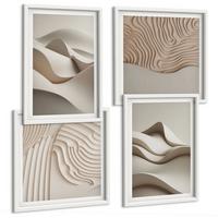 BILDER SET 4er Set - 50x50 cm & 40x60 cm Weißer Rahmen - Abstrakte beige Wellen - Weiß, Kunststoff (50/50cm) - TULUP