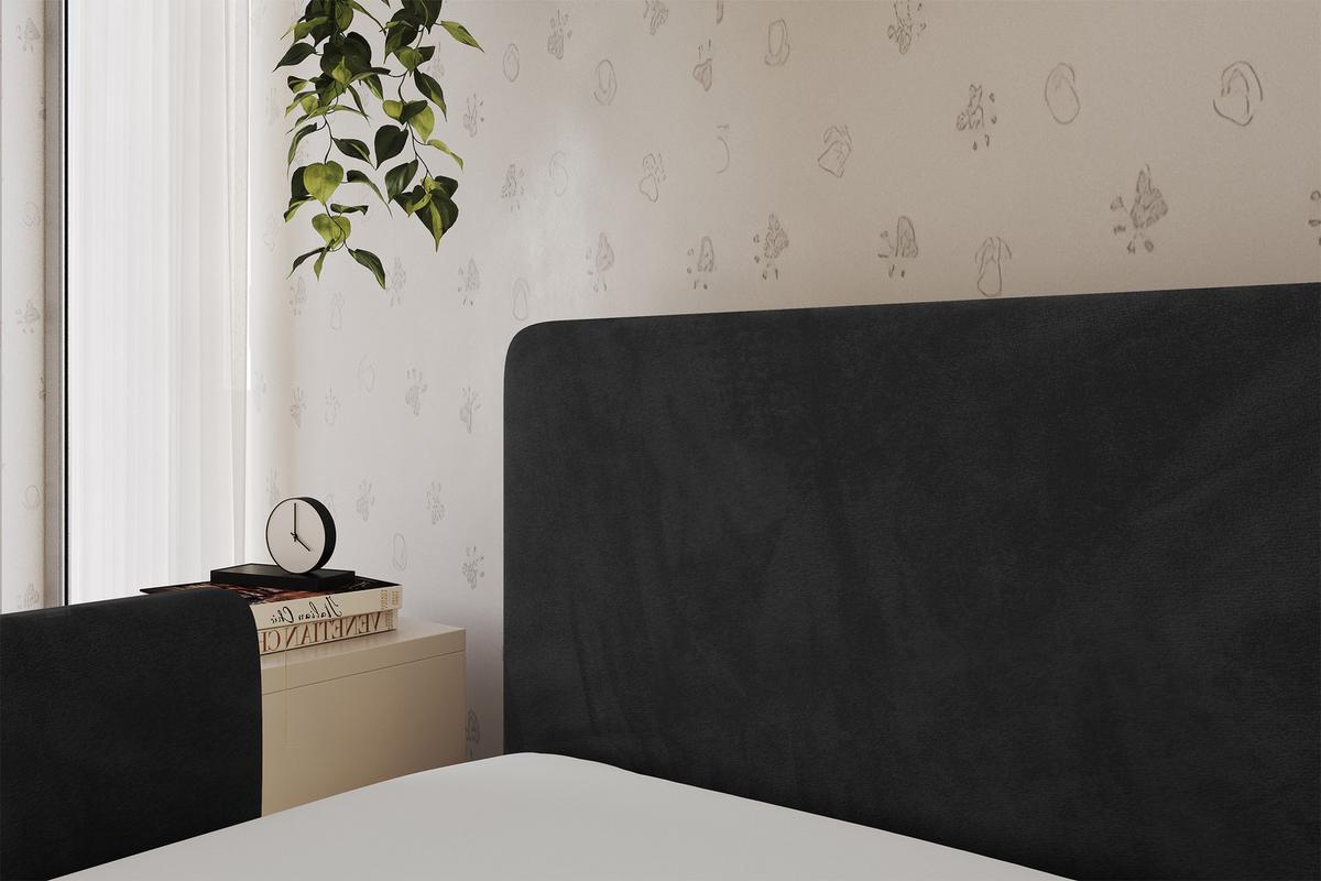 EINZELLBETT Jugendbett mit Bettkasten, Rechts - NORY 80x200 Schwarz - Anthrazit, Holzwerkstoff/Textil (80/200cm) - ALTDECOR