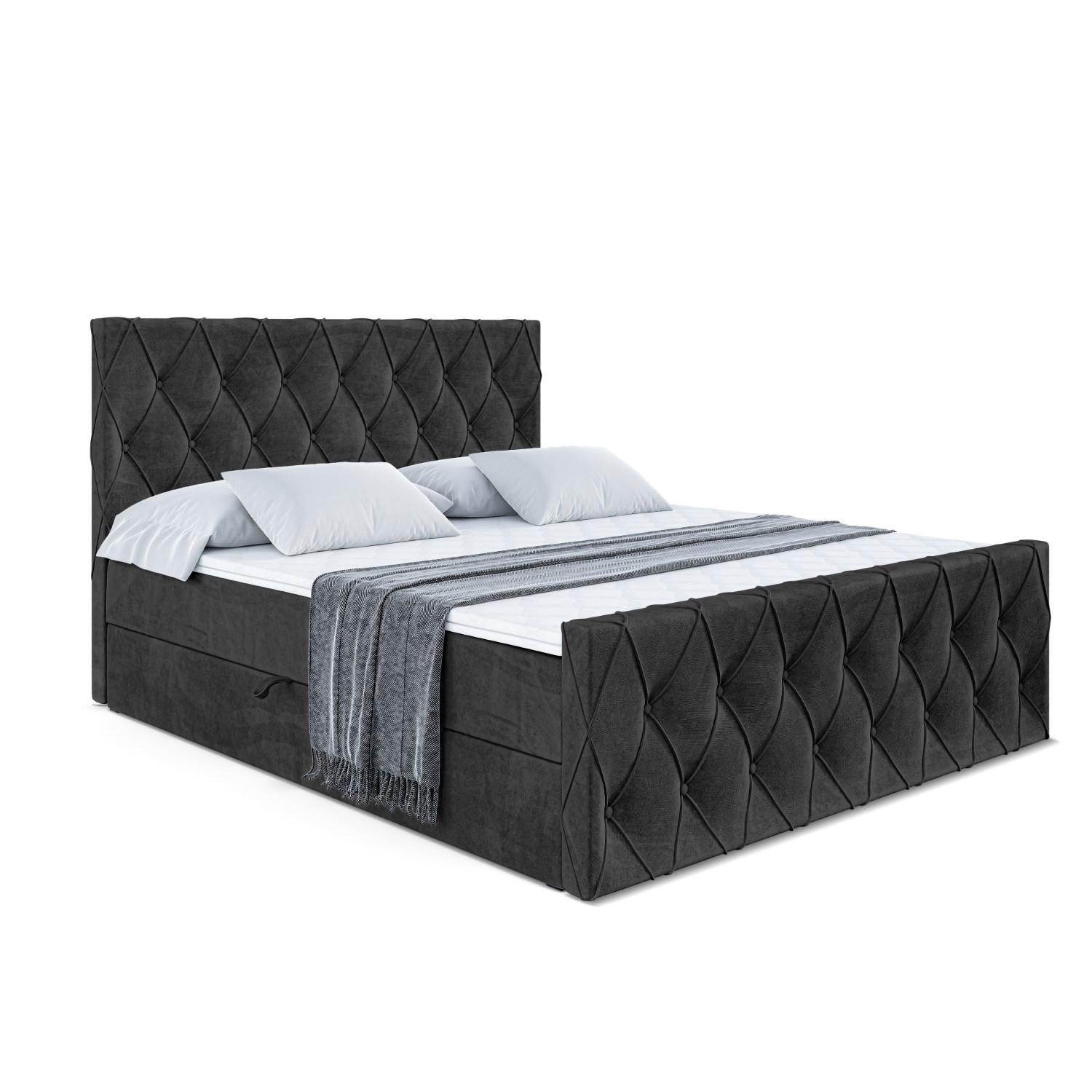 BOXBETT AMAY-Z - 200x200 cm - H3 - Schwarz - Schwarz, Holzwerkstoff (200/200cm) - ALTDECOR