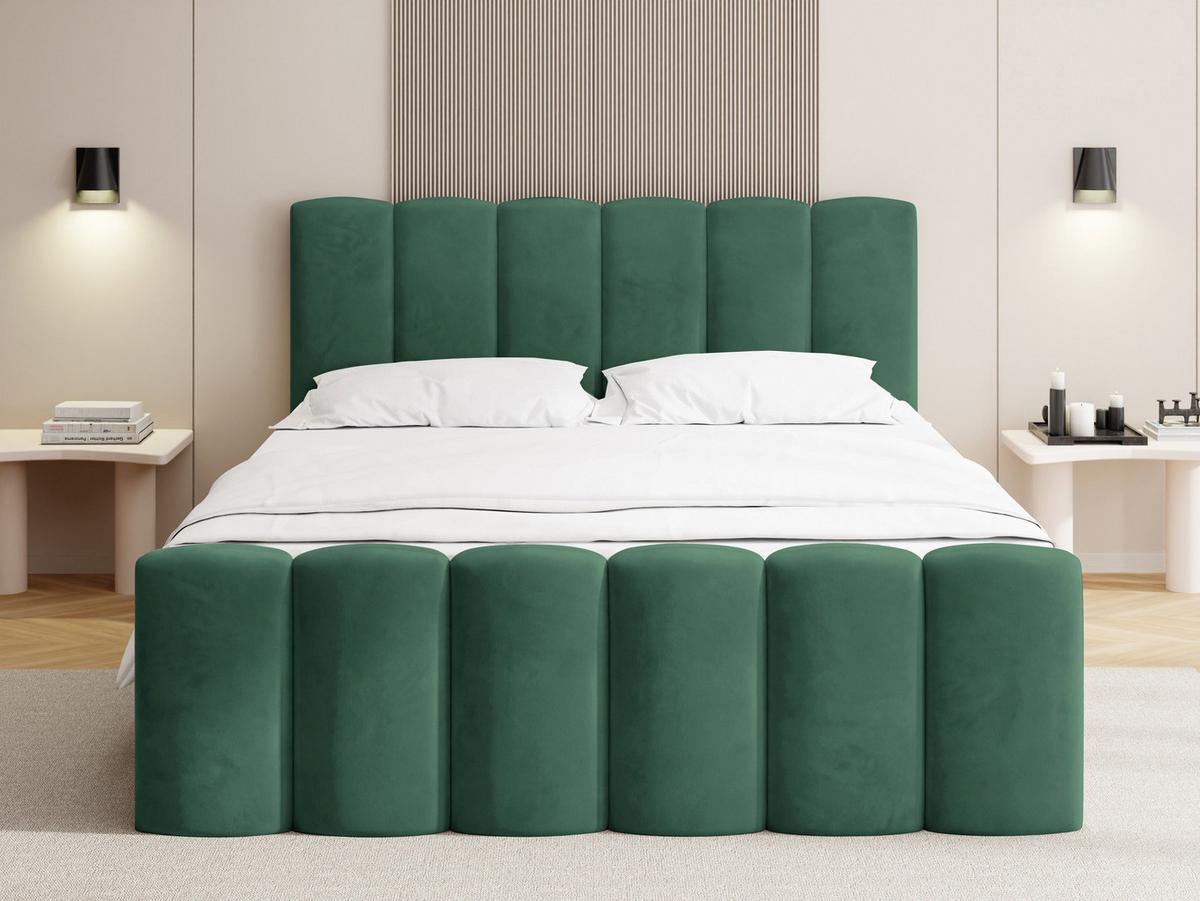 BOXBETT Serenity mit Bettkasten, Dunkelgrün Samt 180x200 cm – inkl. H4 Taschenfederkern Matratze & Foam Topper - Dunkelgrün/Schwarz, Holz/Holzwerkstoff (180/200cm) - WFL GROUP
