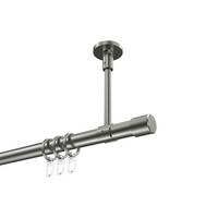 GARDINENSTANGE Sonette Santo 360 cm (geteilt in 2 x 180 cm), 1-läufig, 20 mm Ø Edelstahl-Optik - Edelstahlfarben, Metall (360cm) - INTERDECO