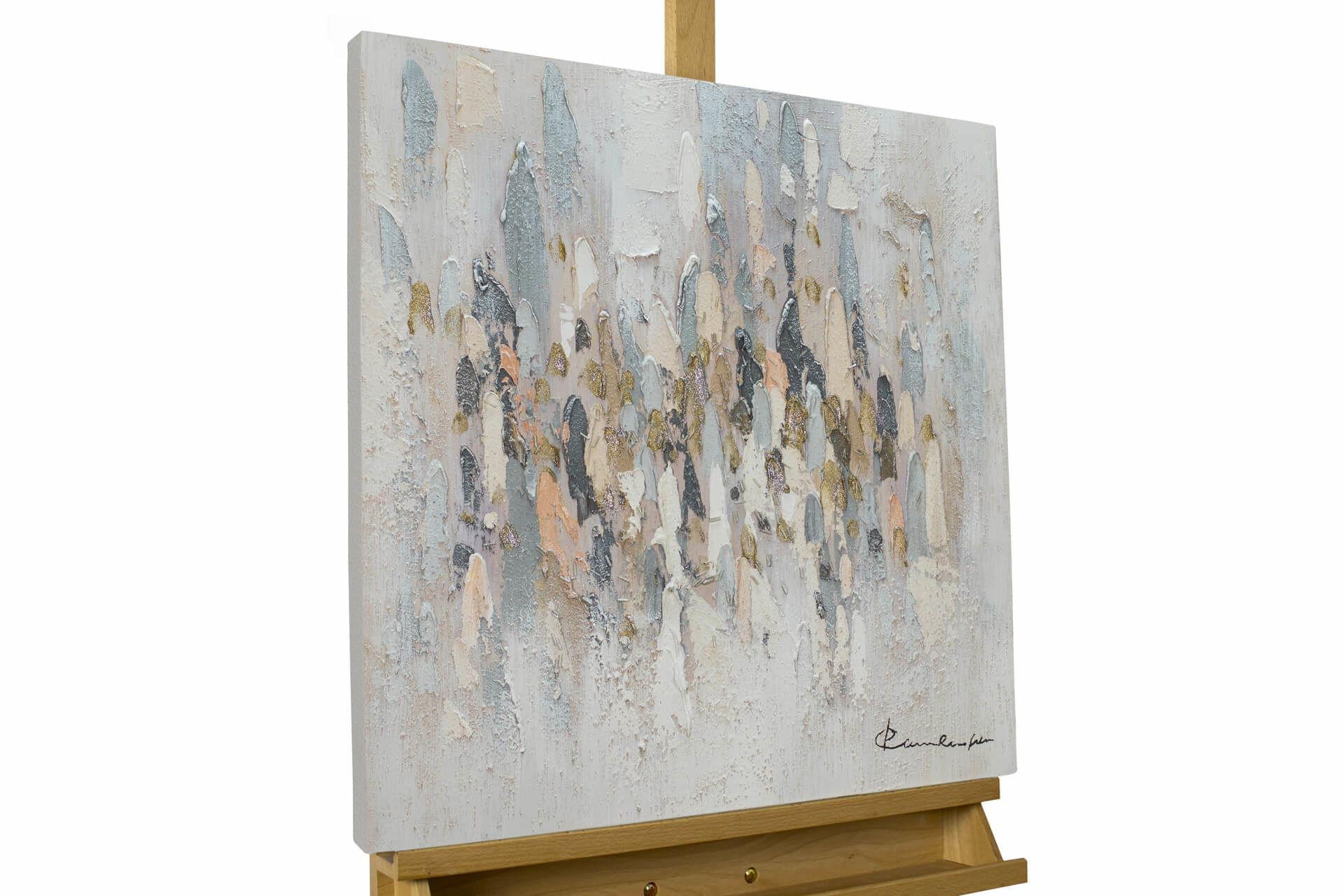 ACRYLBILD HANDGEMALT 60/60 cm - Beige/Grau, Holz/Textil (60/60cm) - KUNSTLOFT