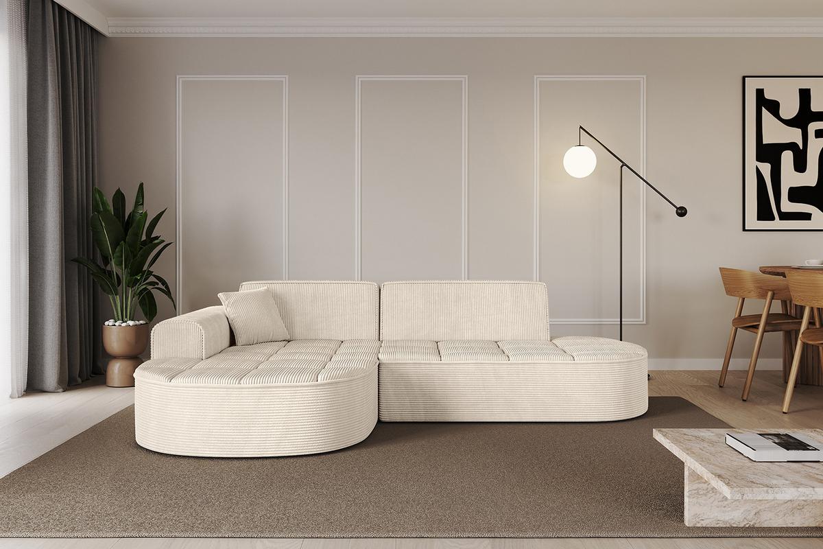 ECKSOFA Ottomane Links TARO-L1 - 243x171x79,5 cm Beige - Beige, Holzwerkstoff/Textil (243/171cm) - ALTDECOR