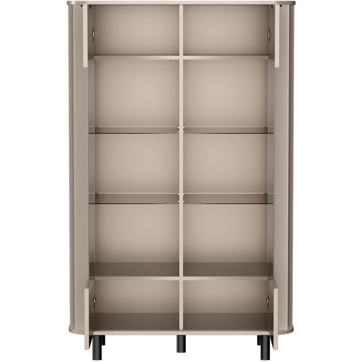 VITRINE Nevada mit zwei Türen 65 cm Taupe - Taupe/Schwarz, Holzwerkstoff/Metall (98/155/41cm) - Beautysofa