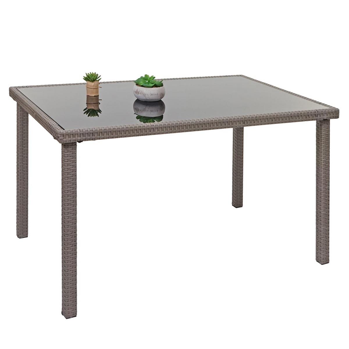POLY-RATTAN TISCH rechteck Grau - Hellgrau, Kunststoff (75/120/71cm) - MCW
