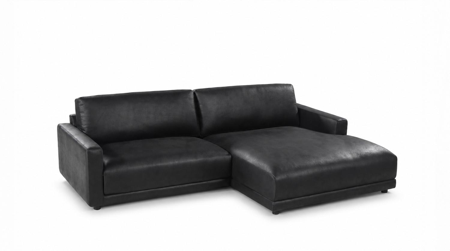 ECKSOFA MARLIN Schwarz Lederfaserstoff - Schwarz, Leder/Kunststoff (168/262cm) - KAWOLA