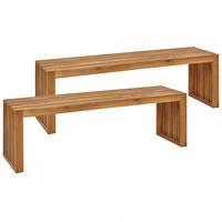 GARTENBÄNKE Heller Holzfarbton Sulzano - Hellbraun, Holz (150/45/40cm) - Beliani