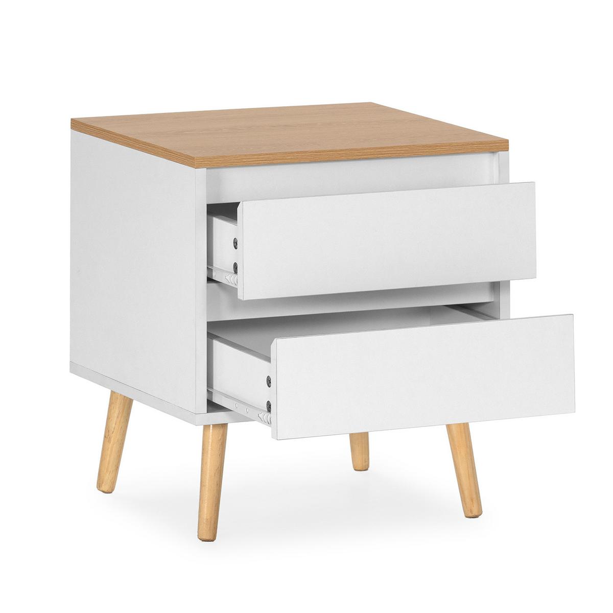 NACHTTISCH Desi 2 schubladen Weiß - Weiß, Holzwerkstoff (45/50/40cm) - VS Venta-stock