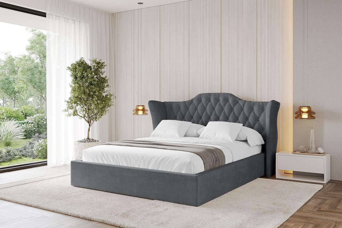 POLSTERBETT mit Bettkasten und Lattenrost, Boxbett ohne Matratze - ZORAN 140x200 Dunkelgrau - Anthrazit, Holzwerkstoff/Textil (140/200cm) - ALTDECOR