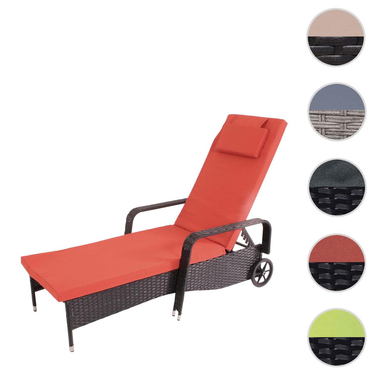 POLY-RATTAN SONNENLIEGE Anthrazit, Orange - Anthrazit/Orange, Kunststoff (71/108/197cm) - MCW